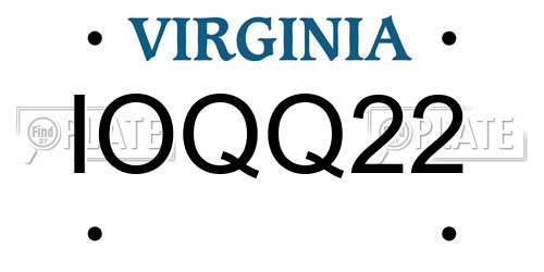IOQQ22 Virginia License Plate