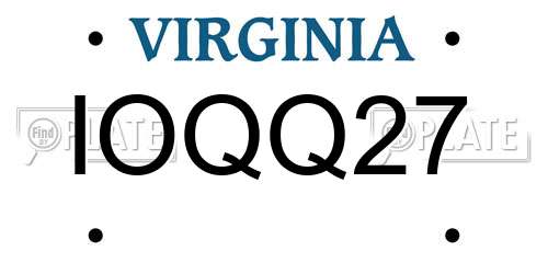 IOQQ27 Virginia License Plate