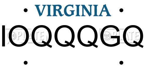 IOQQQGQ Virginia License Plate