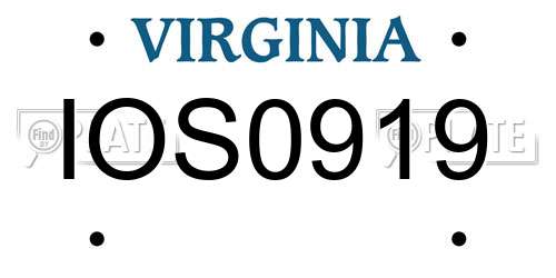 IOS0919 Virginia License Plate