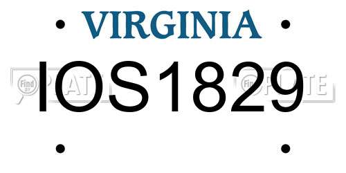 IOS1829 Virginia License Plate
