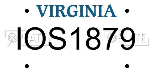 IOS1879 Virginia License Plate