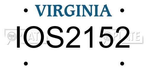 IOS2152 Virginia License Plate