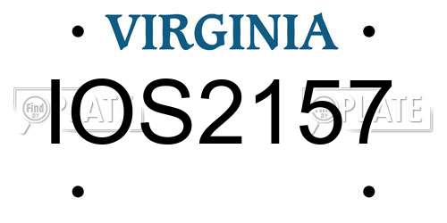 IOS2157 Virginia License Plate