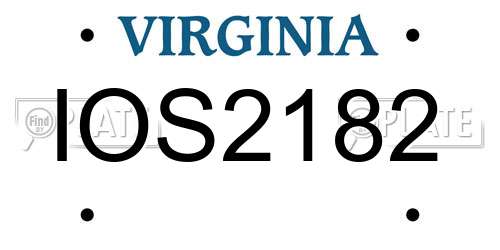 IOS2182 Virginia License Plate