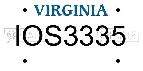 IOS3335 Virginia License Plate