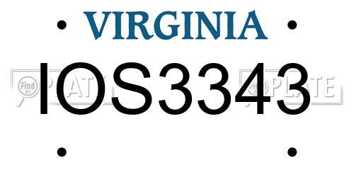 IOS3343 Virginia License Plate