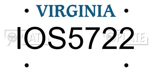 IOS5722 Virginia License Plate