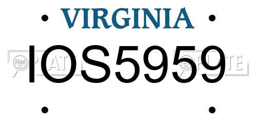 IOS5959 Virginia License Plate