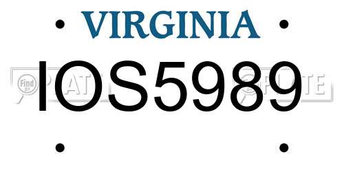 IOS5989 Virginia License Plate
