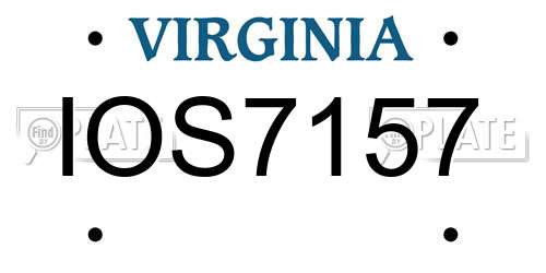 IOS7157 Virginia License Plate