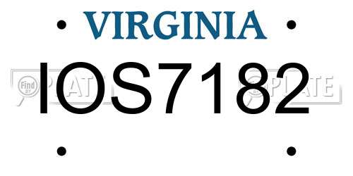 IOS7182 Virginia License Plate