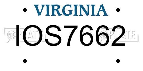 IOS7662 Virginia License Plate