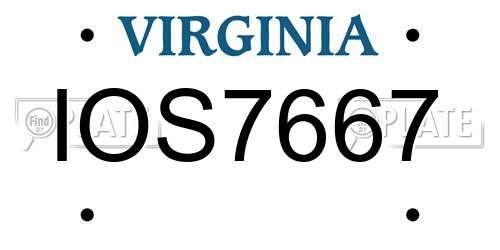 IOS7667 Virginia License Plate