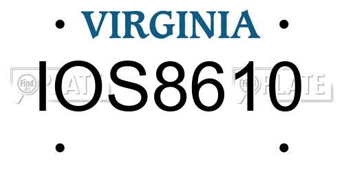 IOS8610 Virginia License Plate