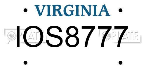 IOS8777 Virginia License Plate