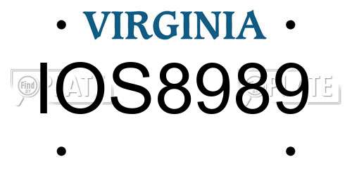 IOS8989 Virginia License Plate