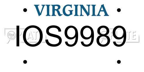 IOS9989 Virginia License Plate