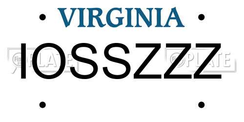 IOSSZZZ Virginia License Plate
