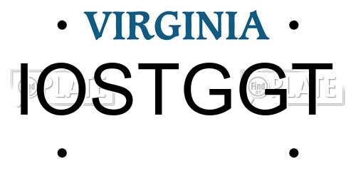 IOSTGGT Virginia License Plate