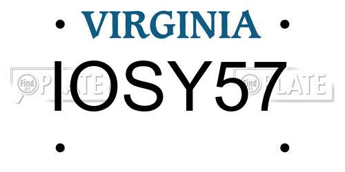 IOSY57 Virginia License Plate