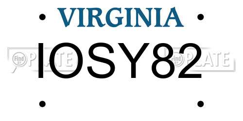 IOSY82 Virginia License Plate