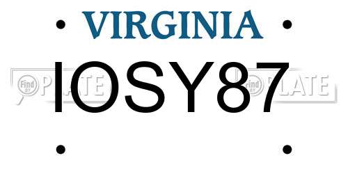 IOSY87 Virginia License Plate
