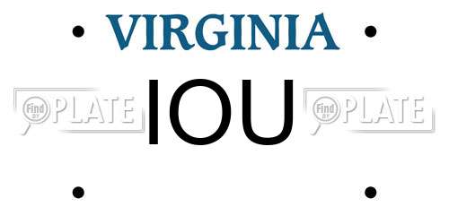 IOU Virginia License Plate