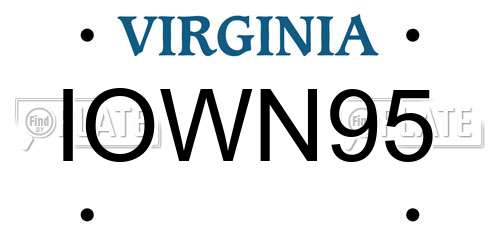 IOWN95 Virginia License Plate