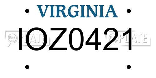 IOZ0421 Virginia License Plate
