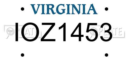 IOZ1453 Virginia License Plate