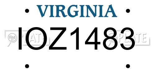 IOZ1483 Virginia License Plate