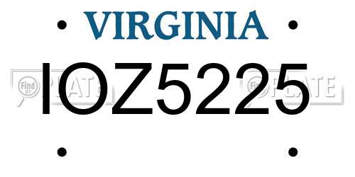 IOZ5225 Virginia License Plate