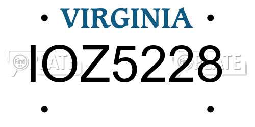 IOZ5228 Virginia License Plate