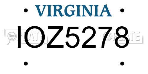 IOZ5278 Virginia License Plate