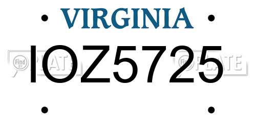 IOZ5725 Virginia License Plate