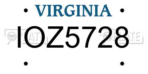 IOZ5728 Virginia License Plate