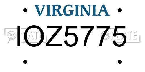 IOZ5775 Virginia License Plate