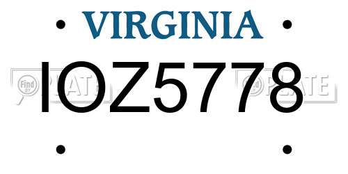 IOZ5778 Virginia License Plate