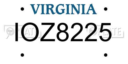 IOZ8225 Virginia License Plate