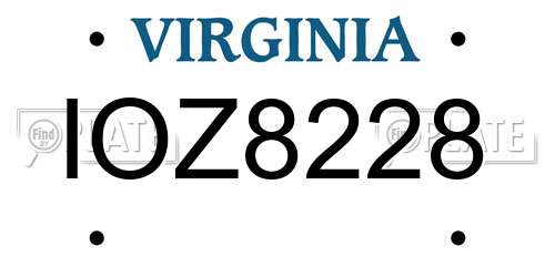 IOZ8228 Virginia License Plate