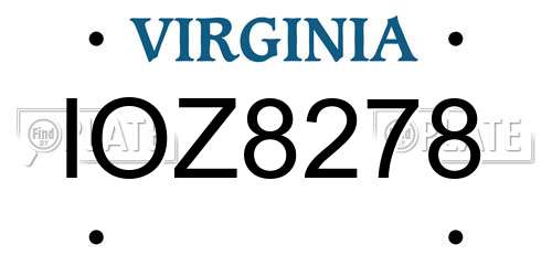 IOZ8278 Virginia License Plate
