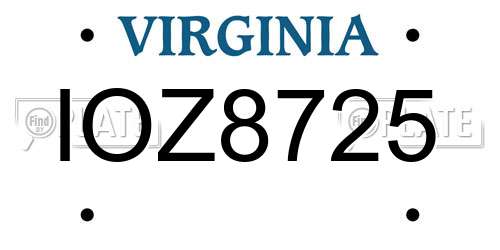 IOZ8725 Virginia License Plate