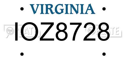 IOZ8728 Virginia License Plate