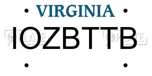IOZBTTB Virginia License Plate