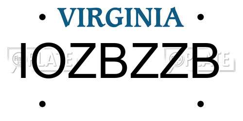 IOZBZZB Virginia License Plate