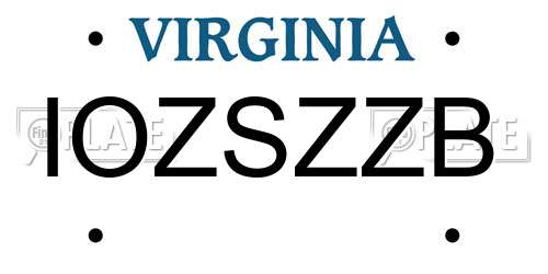 IOZSZZB Virginia License Plate