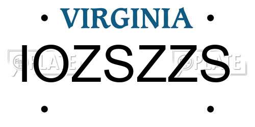 IOZSZZS Virginia License Plate