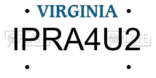IPRA4U2 Virginia License Plate