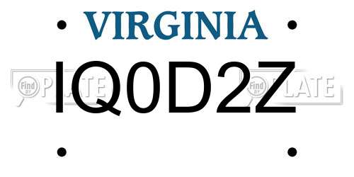 IQ0D2Z Virginia License Plate